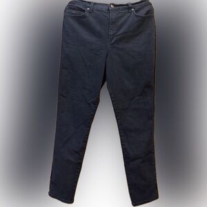 Gloria Vanderbilt Rail Straight Jeans Black Beaded Side Stripe Slimming Size 14
